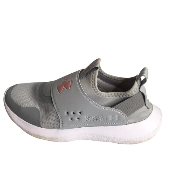 Under Armour Shoes Womens Size 8.5 Gray Pink Slip On Strap Sneakers 3024871-107 - Picture 4 of 11